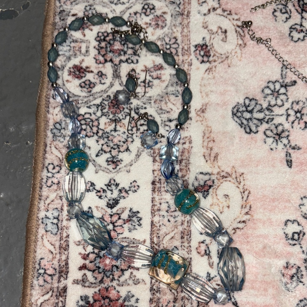 Elegant Blue and Gold Beaded Necklace